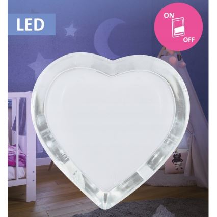 LED Nočna luč v vtičnico LED/0,4W/230V belo srce