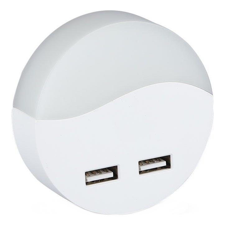 LED Nočna luč za vtičnico s senzorjem za mrak 2xUSB LED/0,45W/230V 3000K