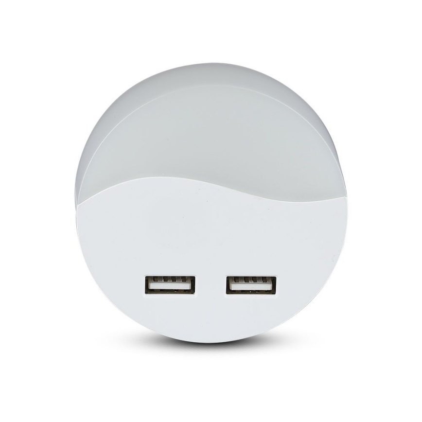 LED Nočna luč za vtičnico s senzorjem za mrak 2xUSB LED/0,45W/230V 3000K