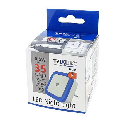 LED nočna lučka s senzorjem mraka, LED, 0,5 W, 230 V, modra