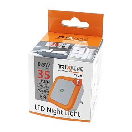 LED Nočna lučka s senzorjem mraka LED/0,5W/230V oranžna