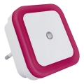 LED nočna lučka s senzorjem mraka LED/0,5W/230V rožnata