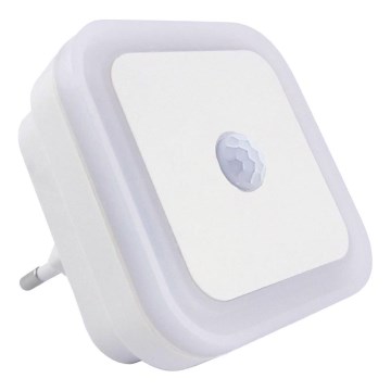 LED nočna svetilka s senzorjem LED/0,5W/230V bela