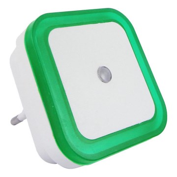 LED nočna svetilka s senzorjem mraka LED/0,5W/230V zelena
