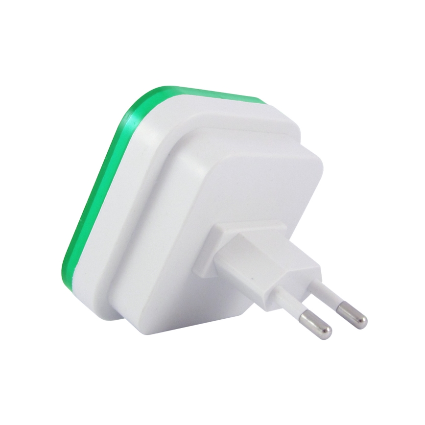 LED nočna svetilka s senzorjem mraka LED/0,5W/230V zelena