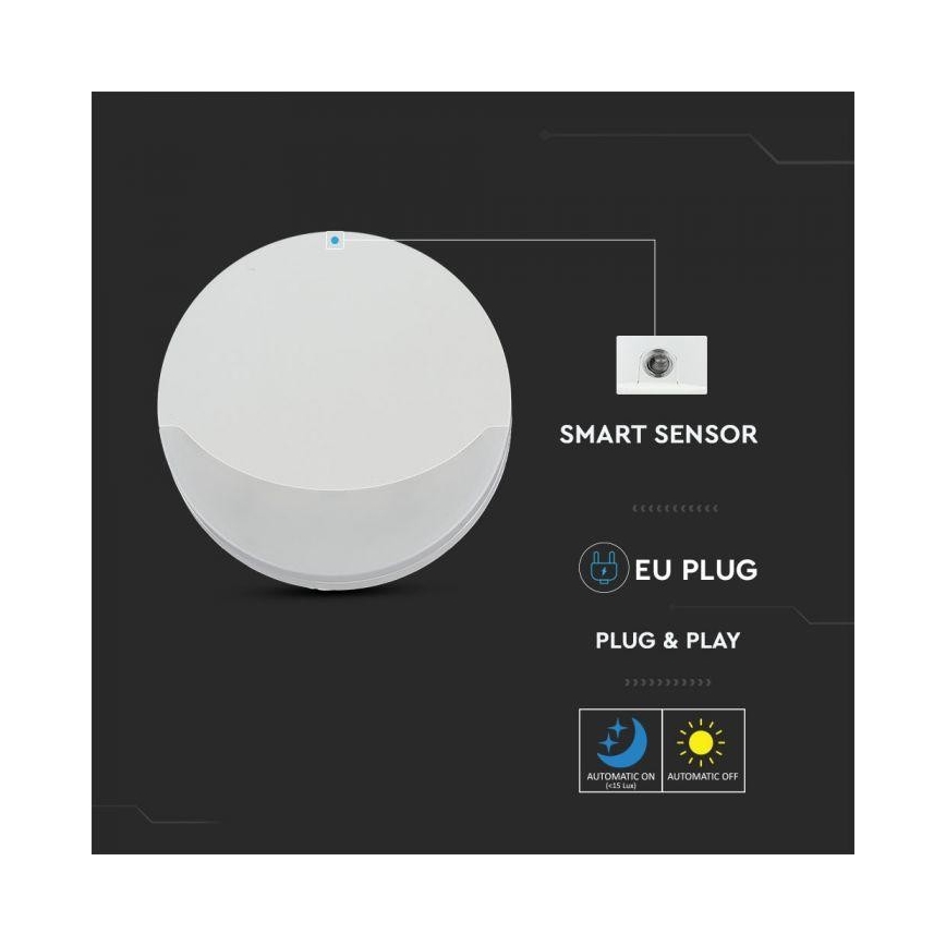 LED Nočna svetilka s senzorjem SAMSUNG CHIP LED/0,5W/230V 65mm 4000K okrogla