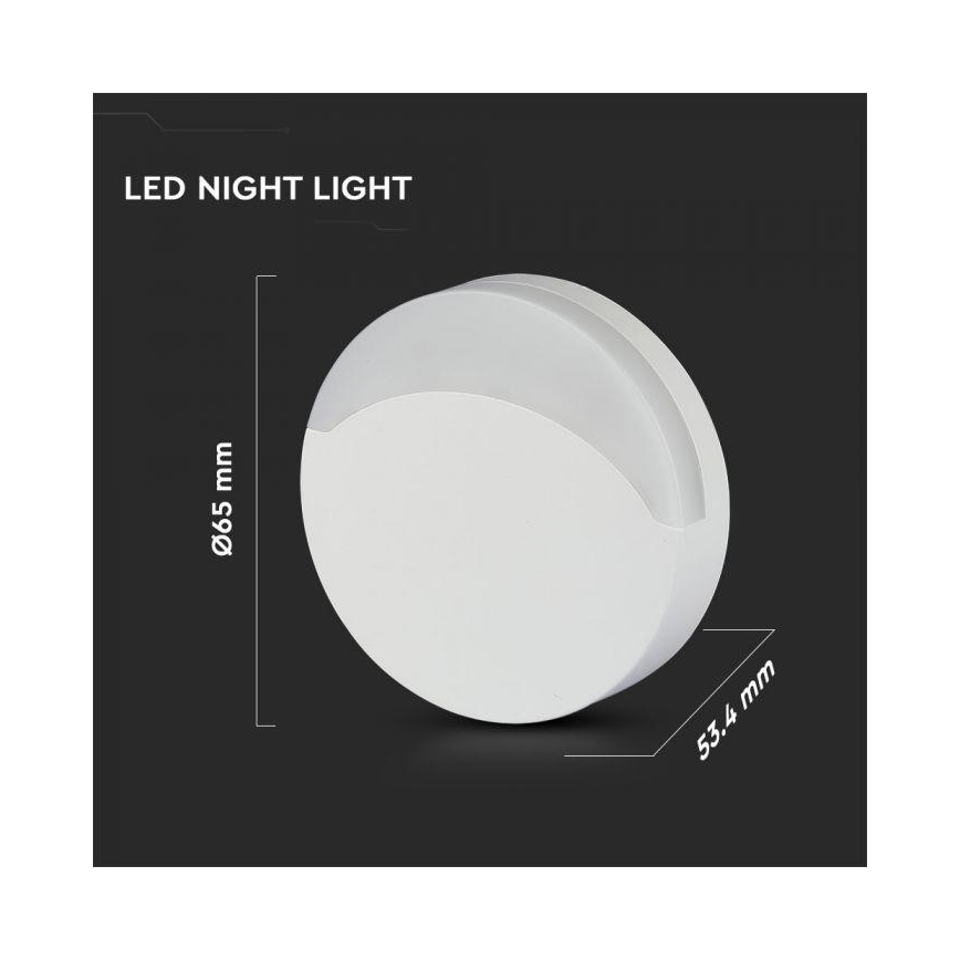 LED Nočna svetilka s senzorjem SAMSUNG CHIP LED/0,5W/230V 65mm 4000K okrogla