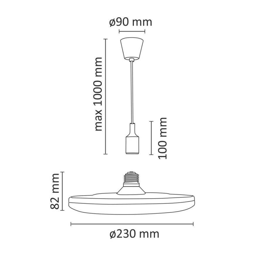 LED Obesna svetilka KIKI 1xE27/15W/230V črna