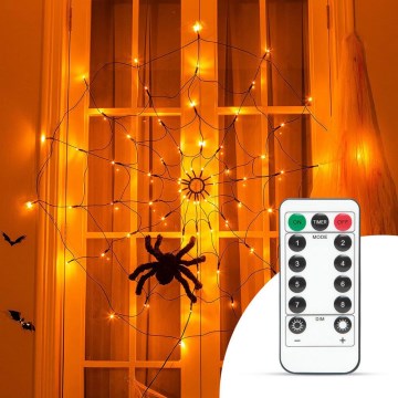 LED Okrasna veriga HALLOWEEN LED/5V/8 funkcij pajkova mreža + Daljinski upravljalnik