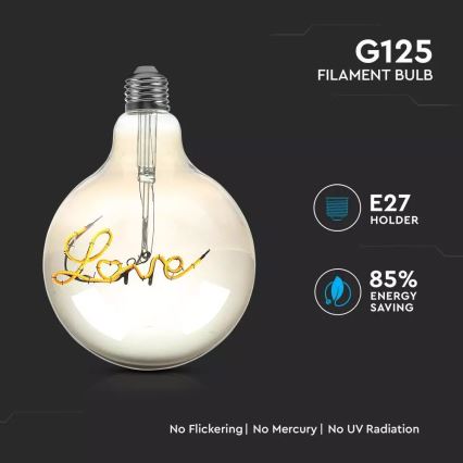 LED Okrasna žarnica FILAMENT G125 E27/5W/230V 2200K