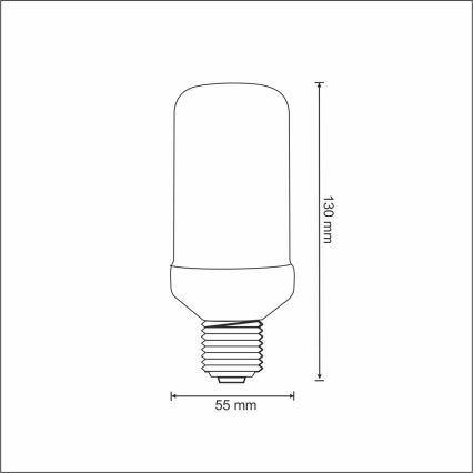 LED Okrasna žarnica FLAME T60 E27/3W/230V 1400K
