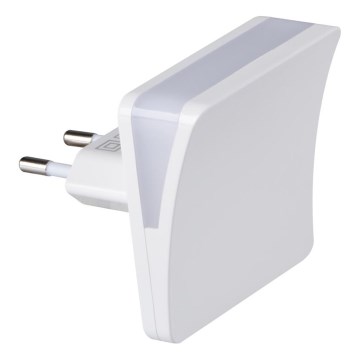 LED orientacijska svetilka s senzorjem mraka za vtičnico HOFI LED/0,28W/230V bela