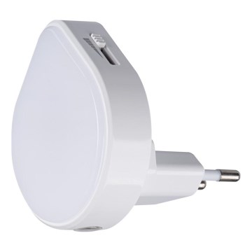LED orientacijska svetilka z možnostjo zatemnitve in z senzorjem za mrak za vtičnico ULOV LED/0,5W/230V bela