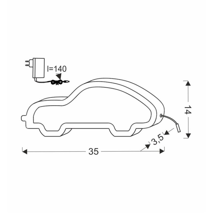 LED Otroška namizna svetilka CAR LED/11W/230V črna