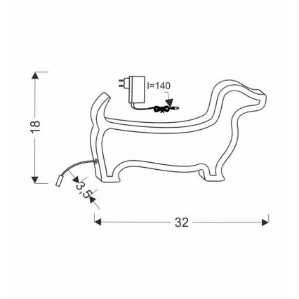 LED Otroška namizna svetilka DOG LED/12W/230V črna