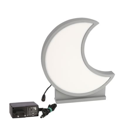 LED Otroška namizna svetilka MOON LED/12W/230V siva