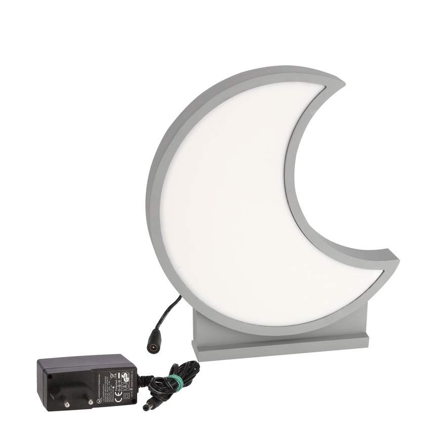 LED Otroška namizna svetilka MOON LED/12W/230V siva