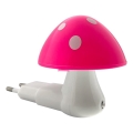 LED Otroška nočna luč s senzorjem mraka LED/0,5W/230V toadstool