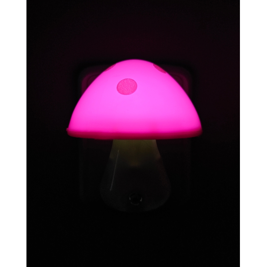 LED Otroška nočna luč s senzorjem mraka LED/0,5W/230V toadstool