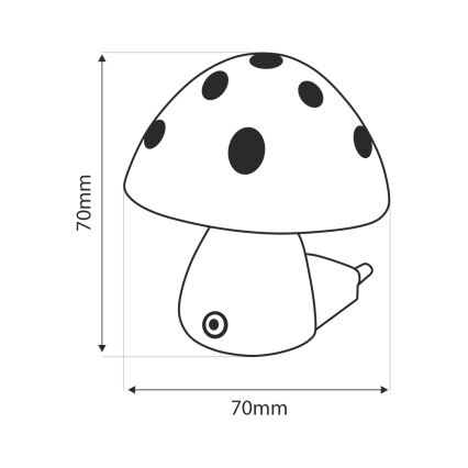 LED Otroška nočna luč s senzorjem mraka LED/0,5W/230V toadstool