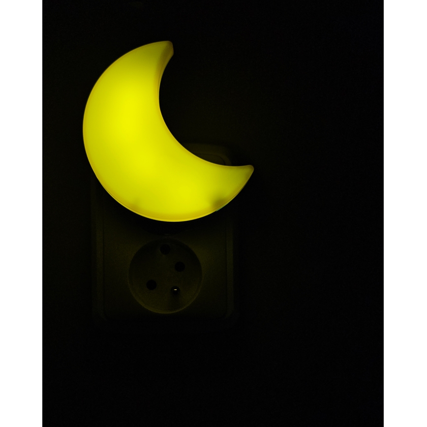 LED Otroška nočna luč s senzorjem za mrak LED/0,5W/230V luna