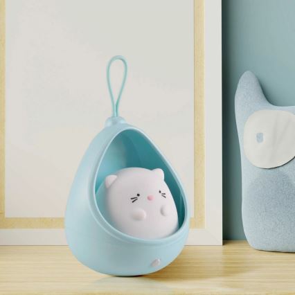 LED Otroška orientacijska lučka s senzorjem KITTY LED/0,5W/5V USB modra