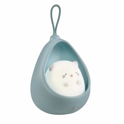 LED Otroška orientacijska lučka s senzorjem KITTY LED/0,5W/5V USB modra