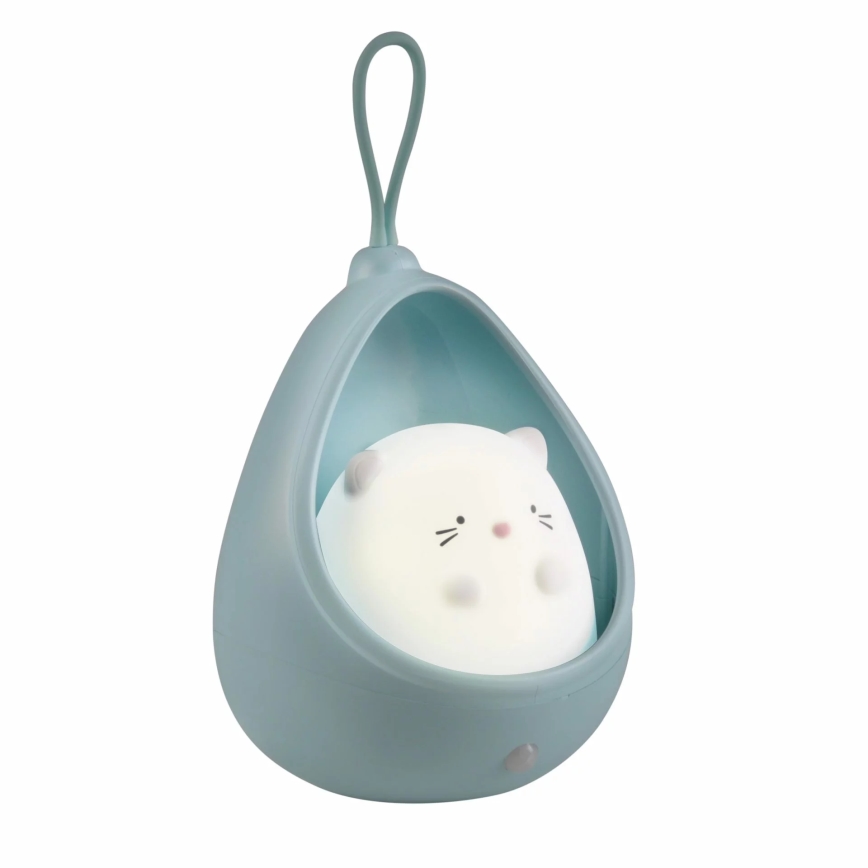 LED Otroška orientacijska lučka s senzorjem KITTY LED/0,5W/5V USB modra