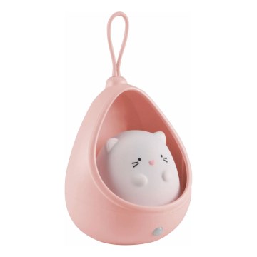 LED Otroška orientacijska lučka s senzorjem KITTY LED/0,5W/5V USB roza