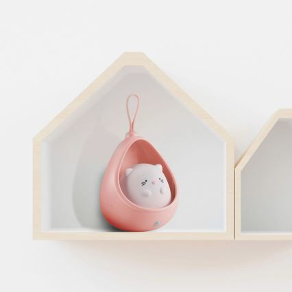 LED Otroška orientacijska lučka s senzorjem KITTY LED/0,5W/5V USB roza