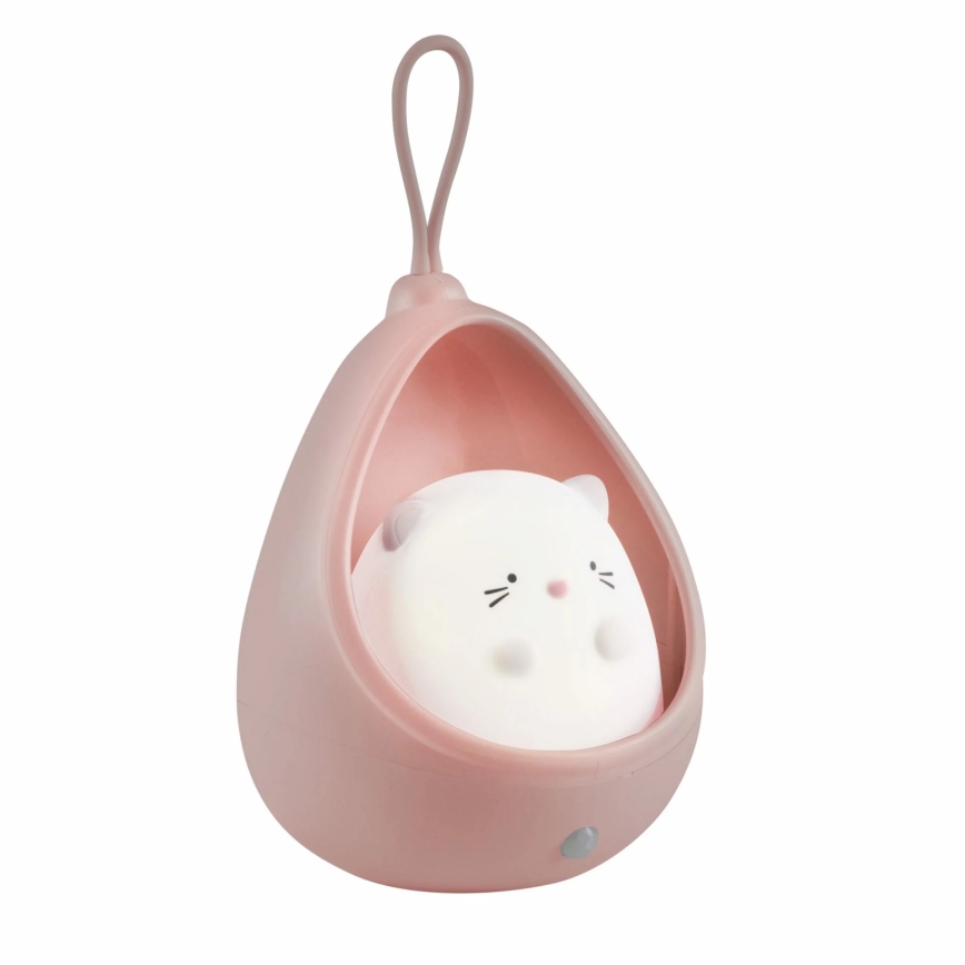 LED Otroška orientacijska lučka s senzorjem KITTY LED/0,5W/5V USB roza