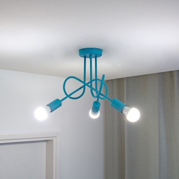 LED otroška pritrjena stropna svetilka OXFORD 3xE27/15W/230V modra