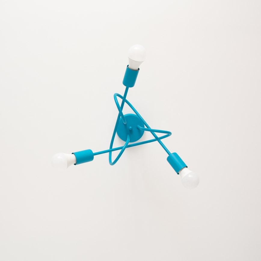 LED otroška pritrjena stropna svetilka OXFORD 3xE27/15W/230V modra