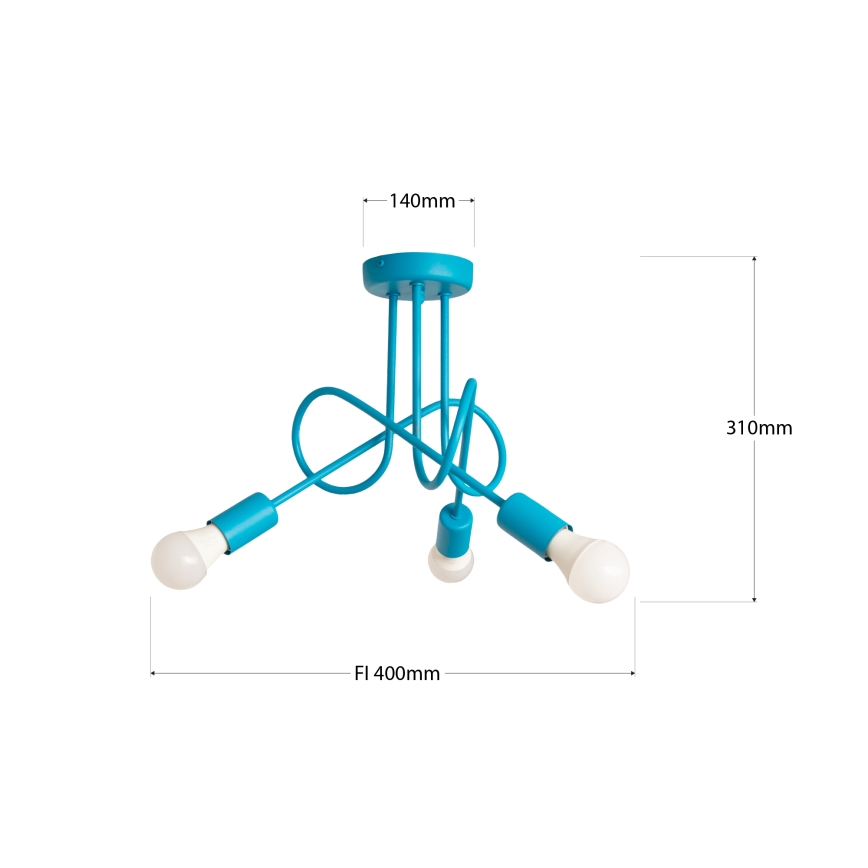LED otroška pritrjena stropna svetilka OXFORD 3xE27/15W/230V modra