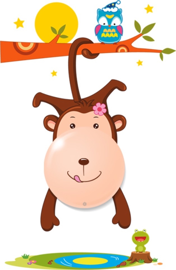 LED Otroška stenska svetilka MONKEY 1xLED/0,6W/3xAAA