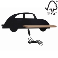 LED Otroška stenska svetilka s polico CAR LED/5W/230V črna/les - FSC certifikat
