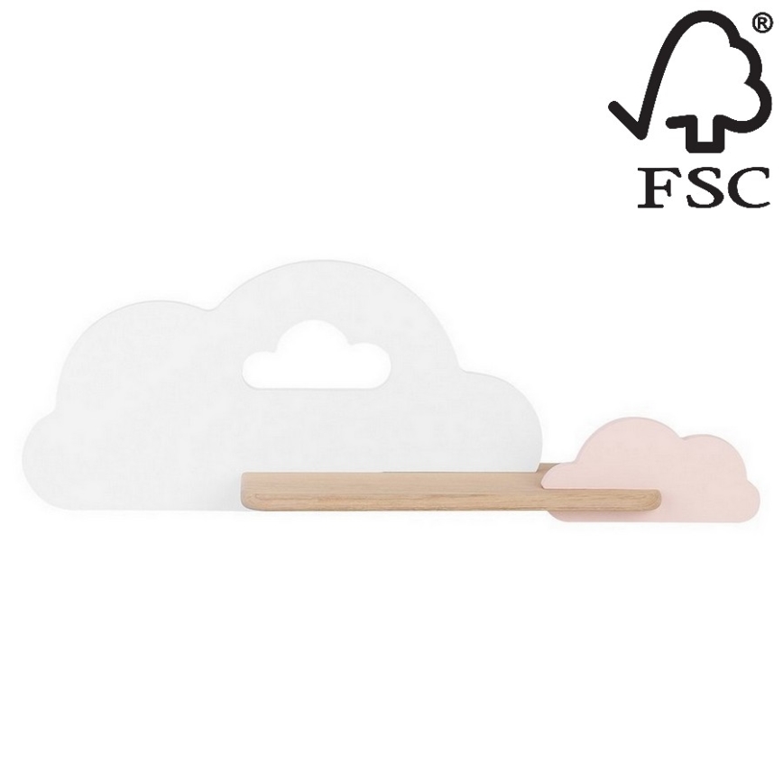 LED otroška stenska svetilka s polico CLOUD LED/5W/230V bela/roza