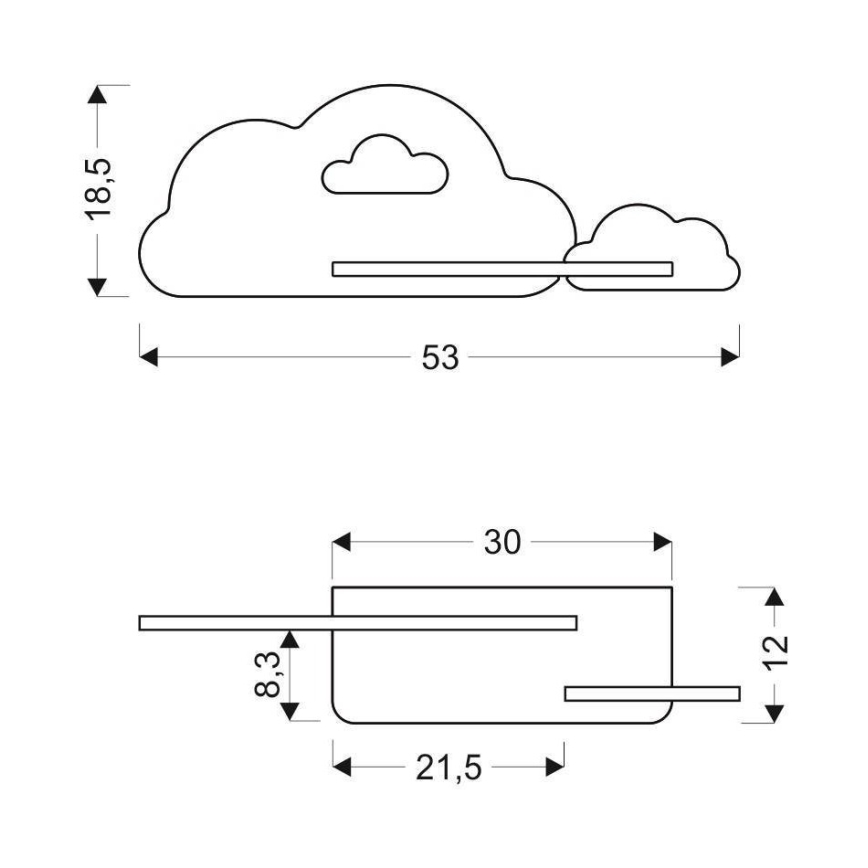 LED otroška stenska svetilka s polico CLOUD LED/5W/230V bela/roza