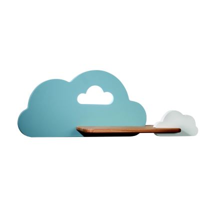 LED otroška stenska svetilka s polico CLOUD LED/5W/230V modra/bela