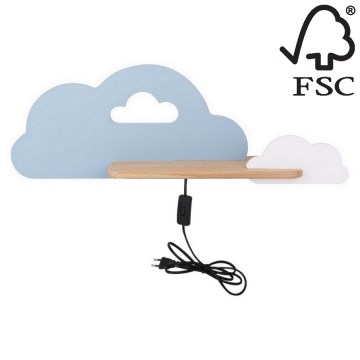 LED Otroška stenska svetilka s polico CLOUD LED/5W/230V modro/bela - FSC certifikat