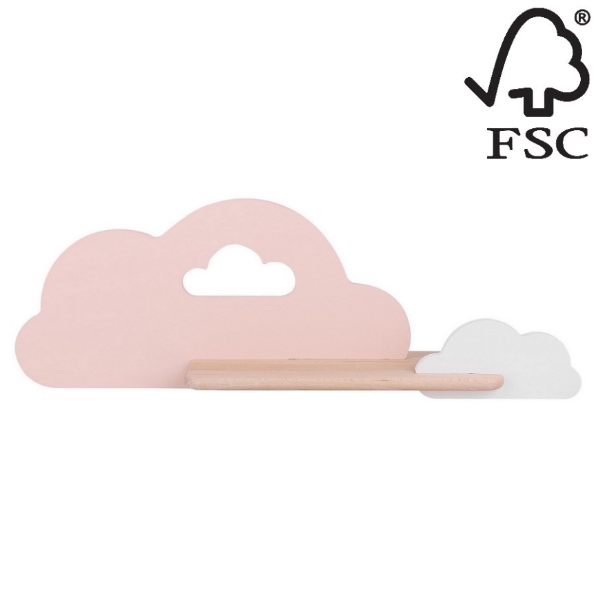LED otroška stenska svetilka s polico CLOUD LED/5W/230V roza/bela