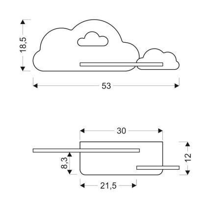 LED otroška stenska svetilka s polico CLOUD LED/5W/230V roza/bela