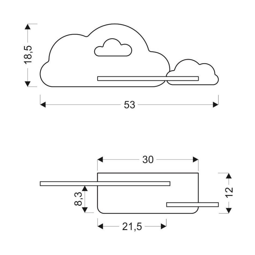 LED otroška stenska svetilka s polico CLOUD LED/5W/230V roza/bela