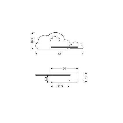 LED otroška stenska svetilka s polico CLOUD LED/5W/230V roza/bela