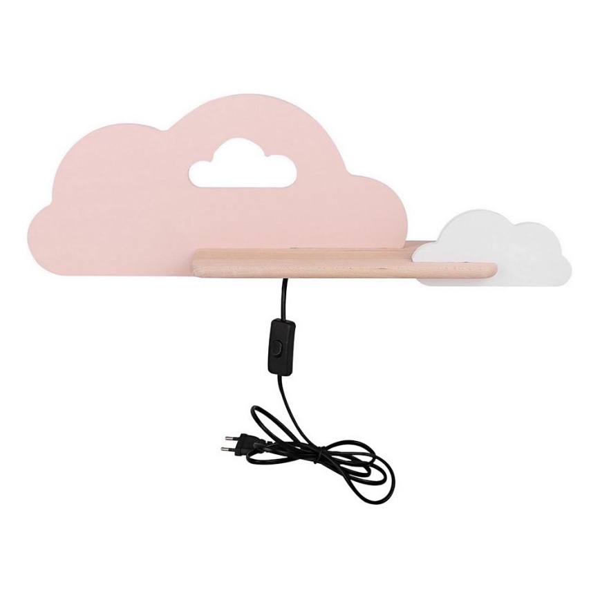 LED otroška stenska svetilka s polico CLOUD LED/5W/230V roza/bela