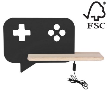 LED Otroška stenska svetilka s polico CONSOLE LED/5W/230V črna - FSC certifikat