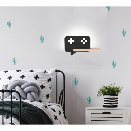 LED otroška stenska svetilka s polico CONSOLE LED/5W/230V črna