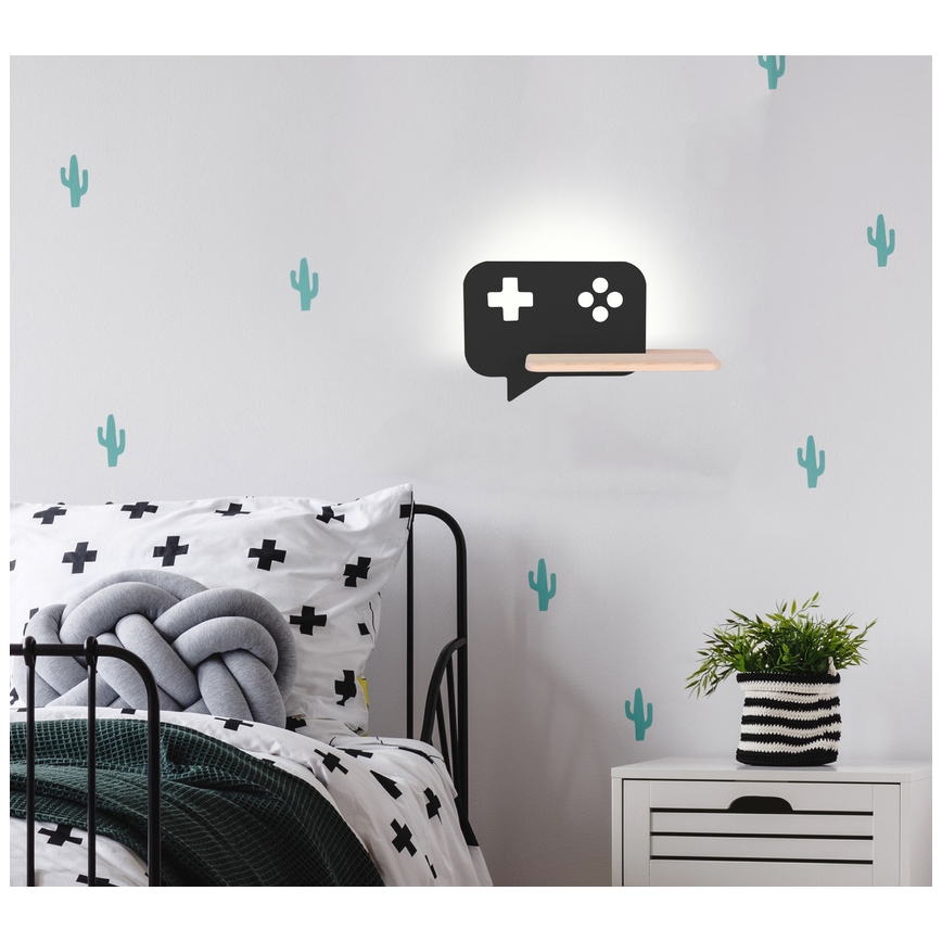 LED otroška stenska svetilka s polico CONSOLE LED/5W/230V črna