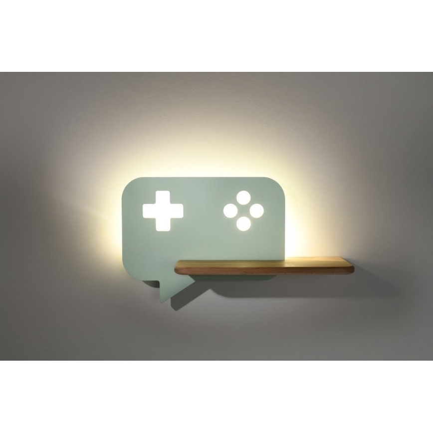 LED otroška stenska svetilka s polico CONSOLE LED/5W/230V zelena