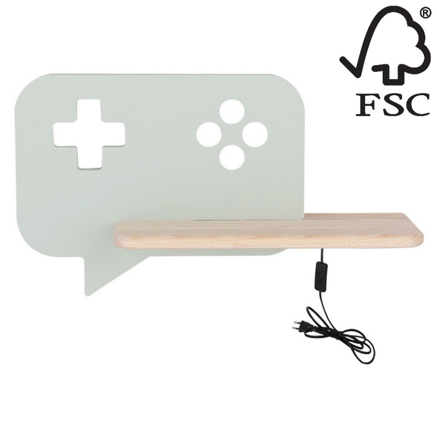 LED otroška stenska svetilka s polico CONSOLE LED/5W/230V zelena